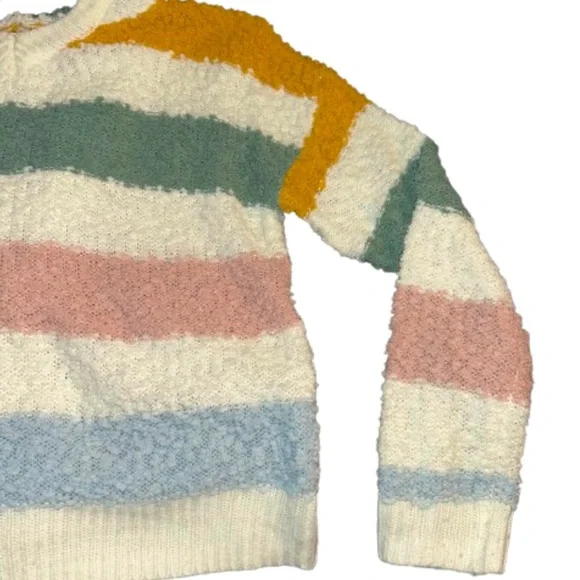 Jolie & Joy Girls Size Large (14) Pullover Hooded Popcorn Striped Sweater - Picture 3 of 8